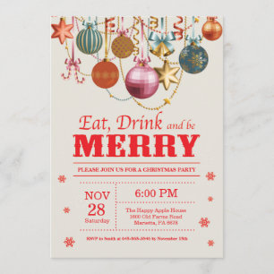 Kerstfeestdag Uitnodiging Eat Drink Merry