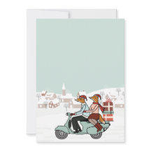Kerstfeestdag uitnodiging - Foxes Ride a Vespa