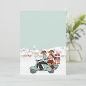 Kerstfeestdag uitnodiging - Foxes Ride a Vespa (Staand voorkant)
