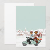 Kerstfeestdag uitnodiging - Foxes Ride a Vespa (Voorkant / Achterkant)