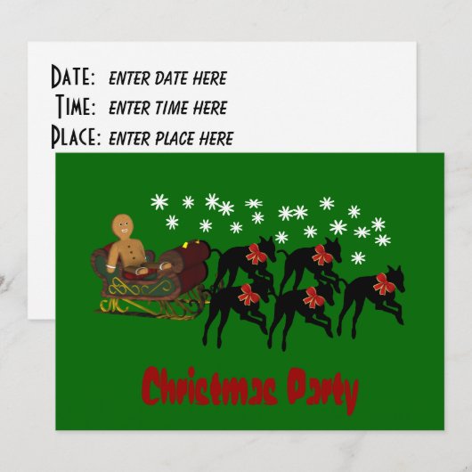 Kerstfeestdag Uitnodiging Greyhounds (Voorkant / Achterkant)