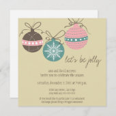 Kerstfeestdag uitnodiging in tan (Voorkant / Achterkant)