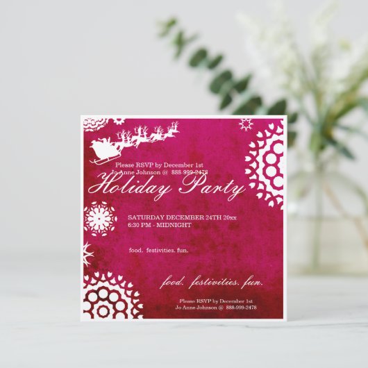 Kerstfeestdag Uitnodiging kerstman en rendier uit (Staand voorkant)