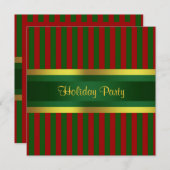 Kerstfeestdag Uitnodiging rood groen goud (Voorkant / Achterkant)