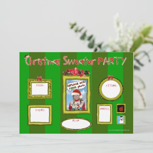 kerstfeestdag uitnodiging_sjabloon1 kaart (Staand voorkant)