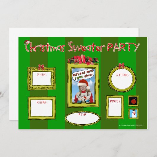 kerstfeestdag uitnodiging_sjabloon1 kaart (Voorkant / Achterkant)