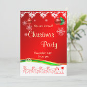 Kerstfeestdag: uitnodiging voor rood wit en groen (Staand voorkant)