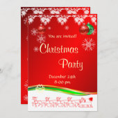 Kerstfeestdag: uitnodiging voor rood wit en groen (Voorkant / Achterkant)