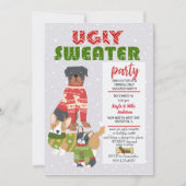 Kerstfeestdag uitnodiging voor Ugly Sweater Party (Voorkant)