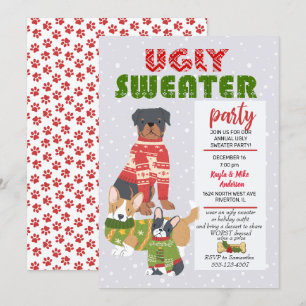 Kerstfeestdag uitnodiging voor Ugly Sweater Party