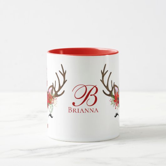 Kerstfeestdag - Unicorn Deer 2Tone Red Mok (Midden)