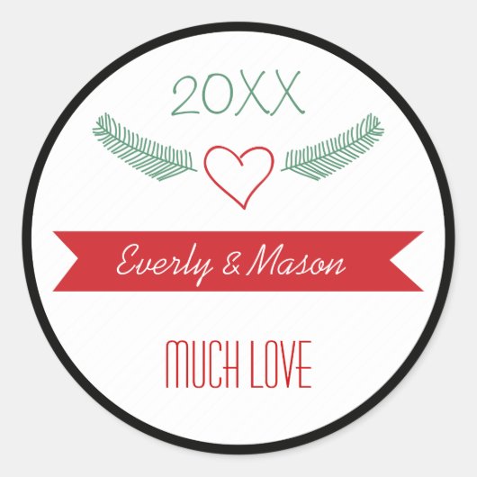 Kerstfeestdag van de Review van een jaar Ronde Sticker (Voorkant)