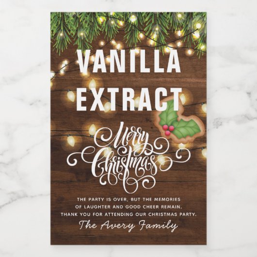 Kerstfeestdag Vanilla Extract Favor Wijn Etiket (Enkel label)