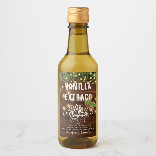 Kerstfeestdag Vanilla Extract Favor Wijn Etiket (Voorkant)
