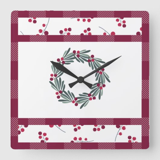 kerstfeestdag vierkante klok (Voorkant)