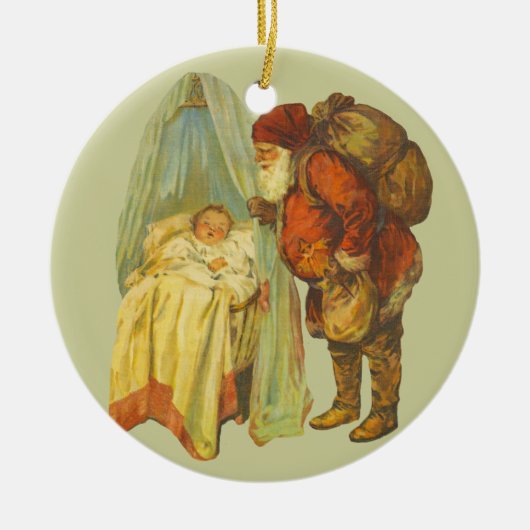 Kerstfeestdag Vintage Baby Keramisch Ornament (Voorkant)