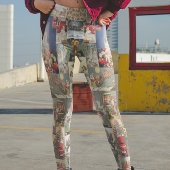 Kerstfeestdag Vintage Santa Briefkaart Leggings