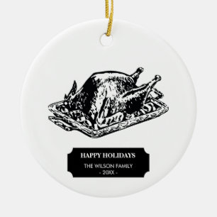 Kerstfeestdag Vintage Thanksgiving Turkije Keramisch Ornament