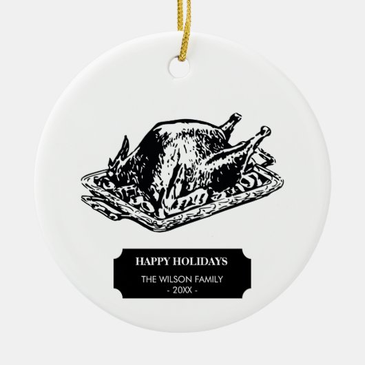 Kerstfeestdag Vintage Thanksgiving Turkije Keramisch Ornament (Voorkant)