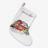 Kerstfeestdag Vintage Truck Barn Boerderij Kleine Kerstsok (Voorkant (Hangend))