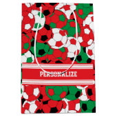 Kerstfeestdag Voetbal Collage Medium Cadeauzakje (Voorkant)