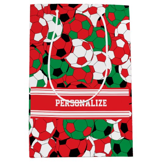 Kerstfeestdag Voetbal Collage Medium Cadeauzakje (Voorkant)