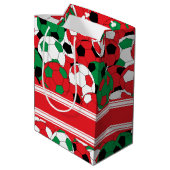 Kerstfeestdag Voetbal Collage Medium Cadeauzakje (Achterkant Gekanteld)