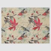 Kerstfeestdag vogel en poinsettia ontkoppeling tissuepapier (Voorkant)