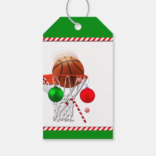Kerstfeestdag voor Basketball Cadeaulabel (Achterkant)