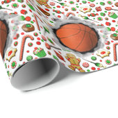 Kerstfeestdag voor Basketball Cadeaupapier (Rol Hoek)