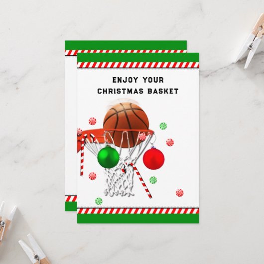 Kerstfeestdag voor Basketball Kaart (Voorkant / Achterkant in situ)