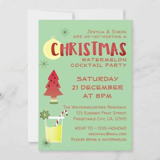 kerstfeestdag voor cocktail kaart (Voorkant)