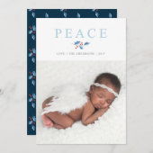 kerstfeestdag voor de Waterverf Peace Holly Branch Feestdagenkaart (Voorkant / Achterkant)