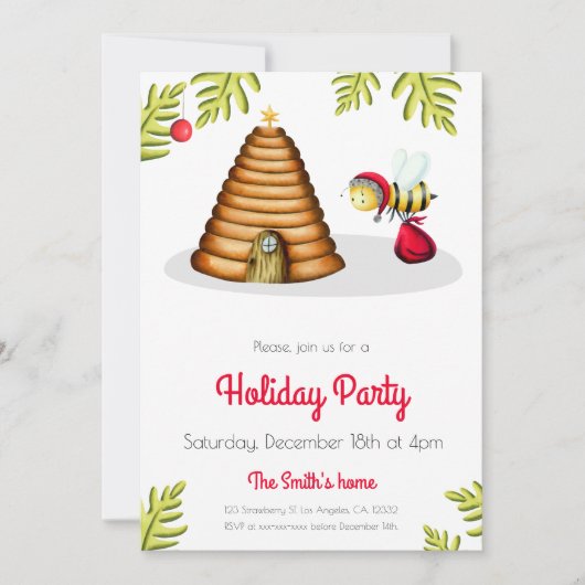 kerstfeestdag voor honingbijen kaart (Voorkant)