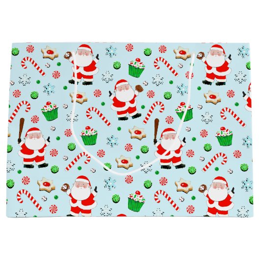 Kerstfeestdag voor honkbal groot cadeauzakje (Voorkant)