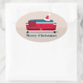 Kerstfeestdag voor kerstfeestdagen in Santa Couch Ovale Sticker (Tas)