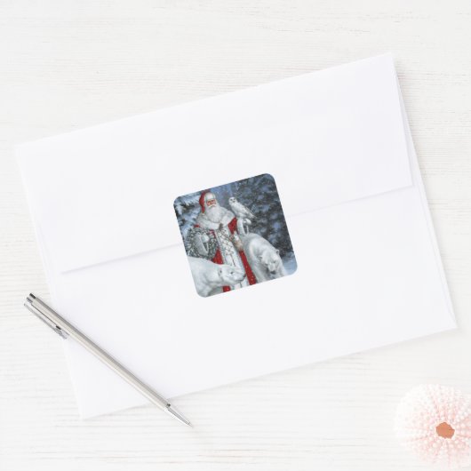 Kerstfeestdag voor kerstmis en Beren van Kerstmis Vierkante Sticker (Envelop)
