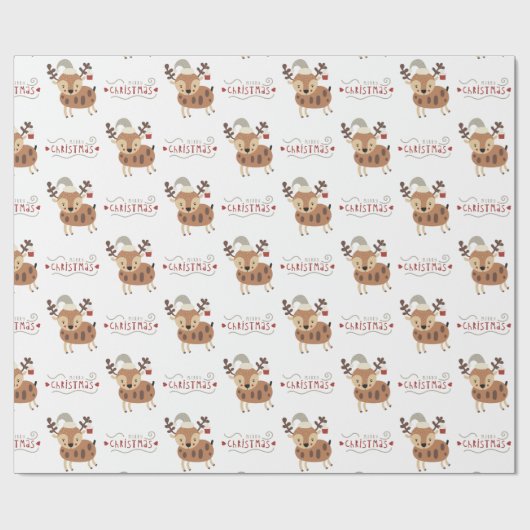 Kerstfeestdag voor rendieren van de kerstman cadeaupapier (Vlak)