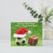 Kerstfeestdag voor voetgangers met kersthoed en ge briefkaart (Staand voorkant)