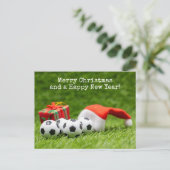 Kerstfeestdag voor voetgangers met kersthoed en ge feestdagenkaart (Staand voorkant)