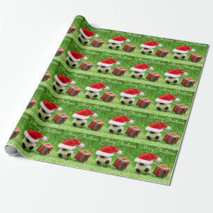 Kerstfeestdag voor voetzoekers met kersthoed op gr cadeaupapier