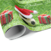 Kerstfeestdag voor voetzoekers met kersthoed op gr cadeaupapier (Rol Hoek)