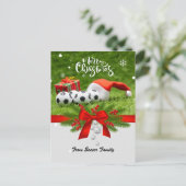 Kerstfeestdag voor voetzoekers met kersttaart met briefkaart (Staand voorkant)