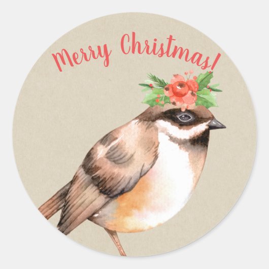 kerstfeestdag voor vogels, aangepast ronde sticker (Voorkant)