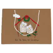 Kerstfeestdag voor vogels groot cadeauzakje (Voorkant)