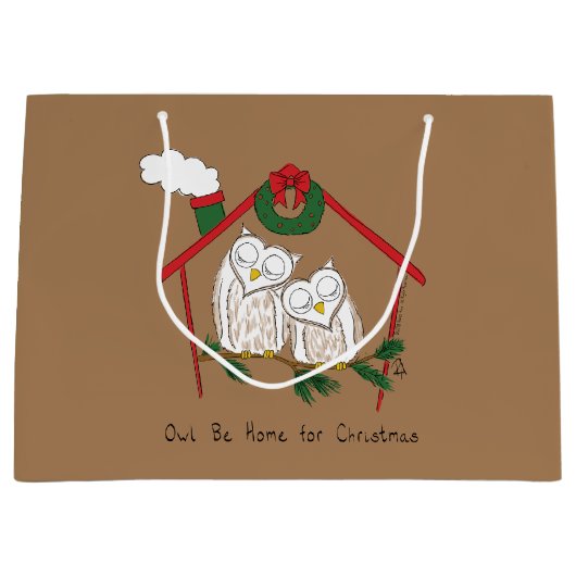 Kerstfeestdag voor vogels groot cadeauzakje (Voorkant)