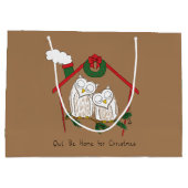 Kerstfeestdag voor vogels groot cadeauzakje (Achterkant)