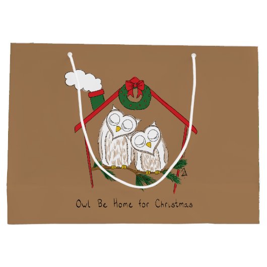 Kerstfeestdag voor vogels groot cadeauzakje (Achterkant)