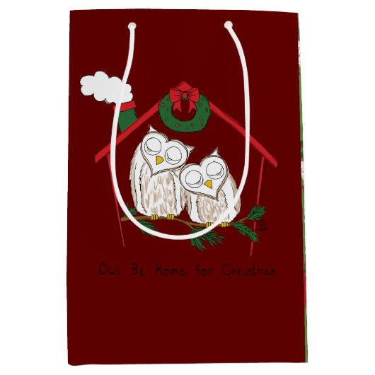 Kerstfeestdag voor vogels medium cadeauzakje (Voorkant)