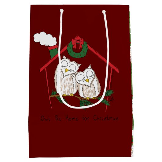 Kerstfeestdag voor vogels medium cadeauzakje (Achterkant)